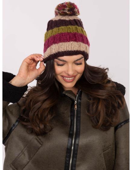 Sötétbézs és khaki színű női téli sapka