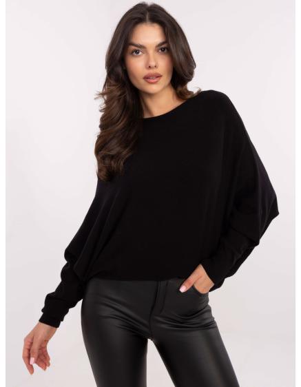 Černý oversize svetr s netopýřím střihem