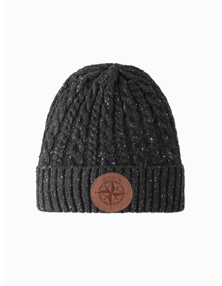 Pánská čepice s kulatou reliéfní nášivkou – grafitová V1 OM-ACWH-0121