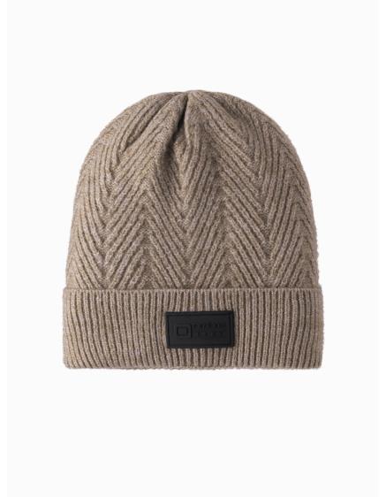 Férfi kötött sapka felirattal – hamuszürke V6 OM-ACWH-0122