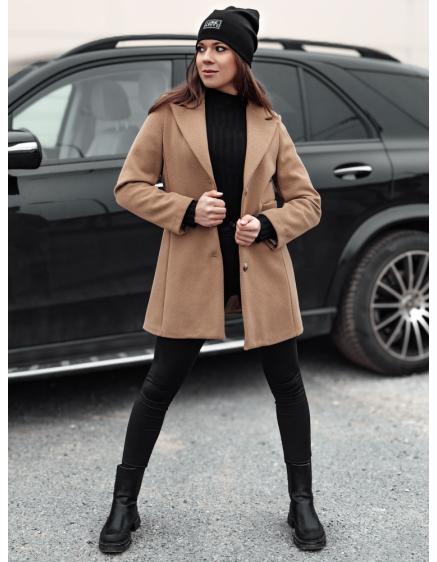 Dámsky jednoradový kabát BELVEONE camel
