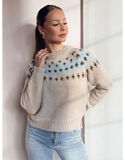 Dámsky sveter jednej veľkosti SKADOVA tmavobéžový