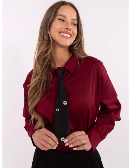 Bordó dámské tričko s odnímatelnou kravatou