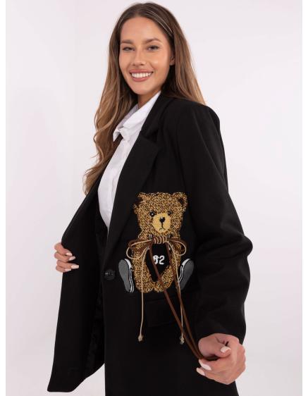 Čierne ležérne sako so zapínaním na gombíky