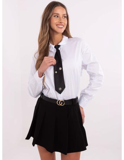 Biela bavlnená dámska košeľa s kravatou
