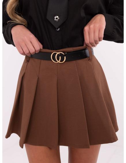 Hnedá elegantná sukňa a šortky so záhybmi