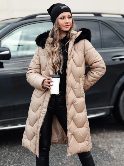 Dámská prošívaná dlouhá zimní bunda WINTERACT béžová
