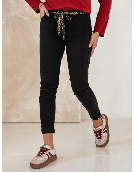 Női CHARMYOU farmer nadrág övvel feketével