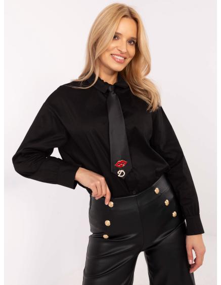 Čierna bavlnená košeľa s golierom