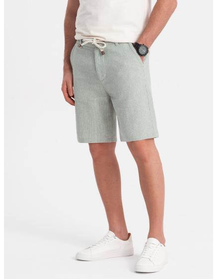Férfi vászon és pamut kötött rövidnadrág - világoszöld V2 OM-SRCS-0130 OM-SRCS-0130