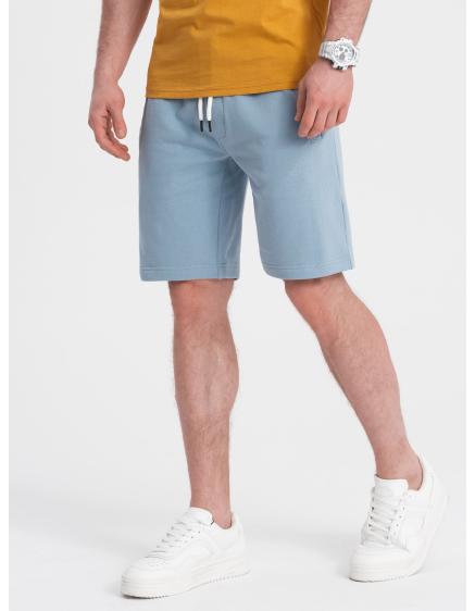 Pánske pletené šortky so šnúrkou a vreckami - svetlomodré V7 OM-SRBS-0139