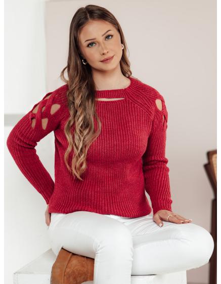 Női pulóver SLITARIA rózsaszín