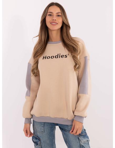 Béžová mikina s kapucí a oversize střihem