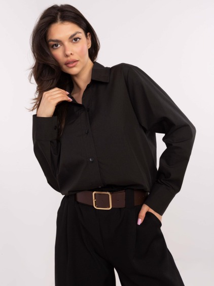 Černá dámská košile oversize s rozparky