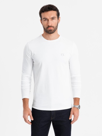 Pánsky kontrastný rukáv s dlhým rukávom Raglan - biely a sivý V5 OM-LSCL-0105