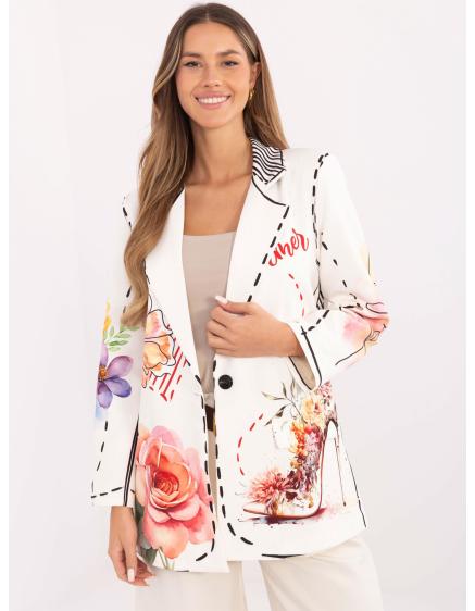 Krémové sako s kvetinovou potlačou