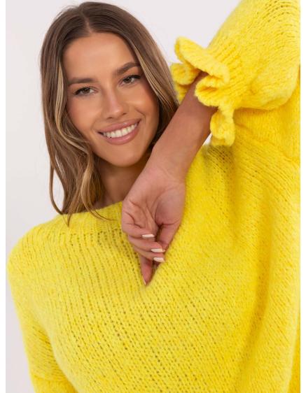 Sárga egyszínű női túlméretezett pulóver