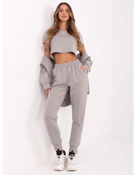 Šedý trojdielny komplet s otvorenou mikinou