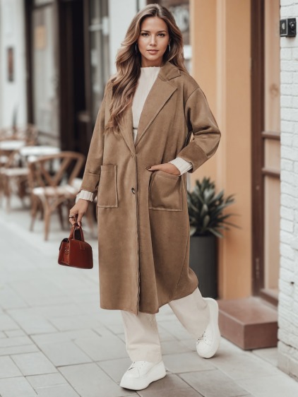 Dámska oversize kabát AVELINNI dlhá béžová