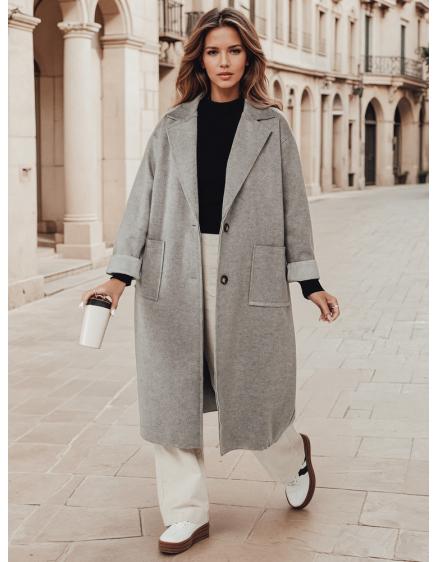 Dámska oversize kabát AVELINNI dlhá šedá