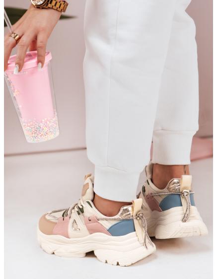 Dámské tenisky na silnější podrážce NEWMOVE béžové