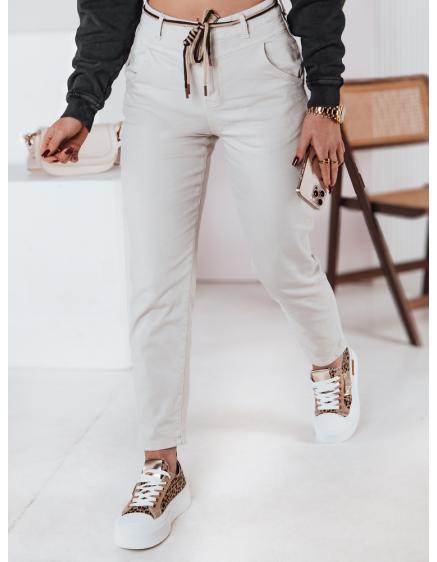 Dámske džínsové nohavice STREETSTYLE svetlo béžové