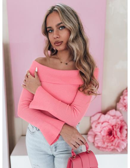 Női egyméretű, nyitott vállú pulóver SHOWIT rózsaszín