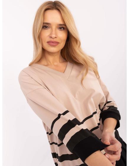 Béžová dámska blúzka s okrúhlym výstrihom