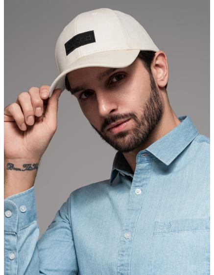 Férfi baseball sapka napellenzővel és téglalap alakú felirattal – krém V2 OM-ACCS-0104