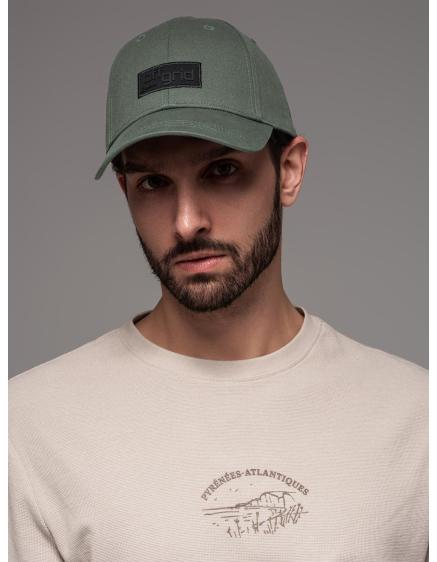 Férfi baseball sapka gallérral és téglalap alakú címkével – khaki V6 OM-ACCS-0104