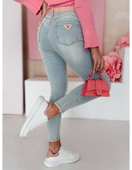 Dámské úzké džíny s páskem SLIMIVI modré