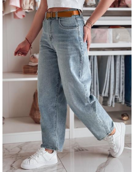 Dámské džínové kalhoty s širokými nohavicemi a páskem NEWFLOVER modré