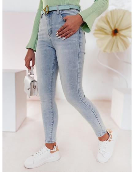 Dámské džínové úzké kalhoty se srdíčky JENIVIA modrá