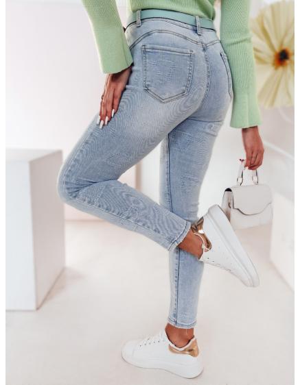 Dámské džínové úzké kalhoty se srdíčky JENIVIA modrá