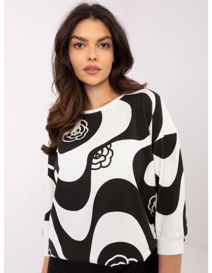 Fekete és ekrü blúz virágmintával