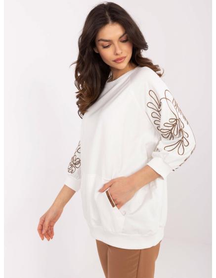 Női pamut kenguru pulóver ekrü színben