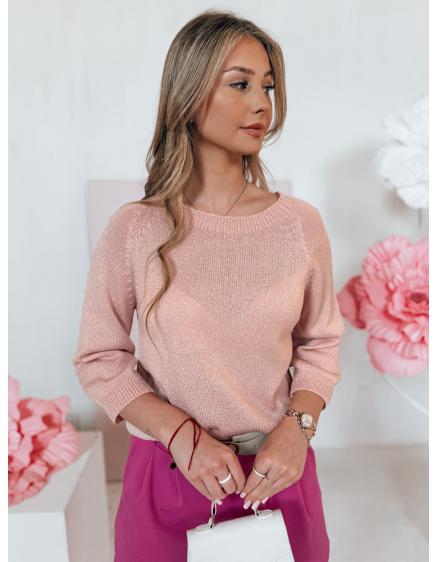 Női plusz méretű pulóver SOFTICAN púder rózsaszínű