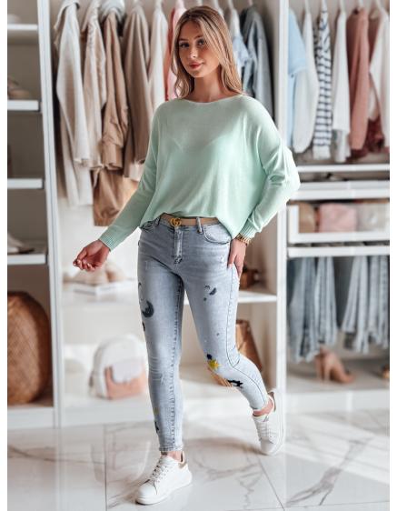 Dámské džíny skinny s výšivkou MOONAIR modré