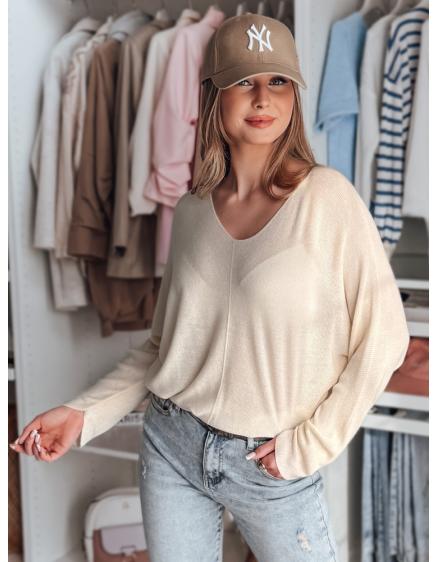 Női pulóver NORVAN vajkrém Plusz méret