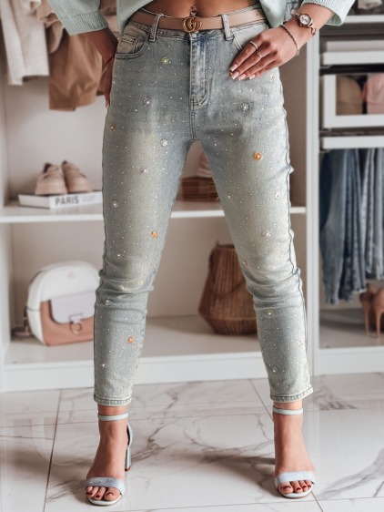 Női virágos skinny farmer PERLAON kék