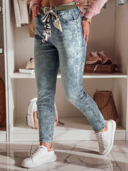 Dámské slim fit džíny kalhoty s páskem FLORETTA modré