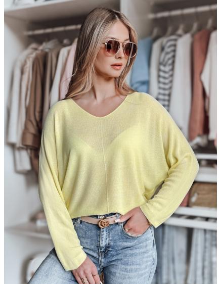 Női plusz méretű pulóver NORVAN citromsárga