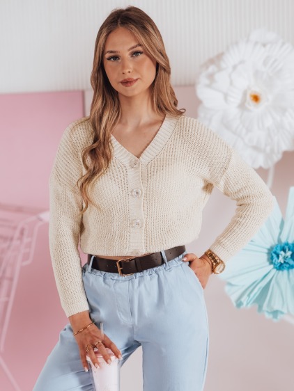 Dámský oversize pletený kardigan s knoflíky, ecru