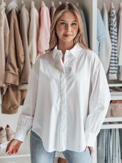 Női oversize póló meghosszabbított háttal BLUOSIZE fehér