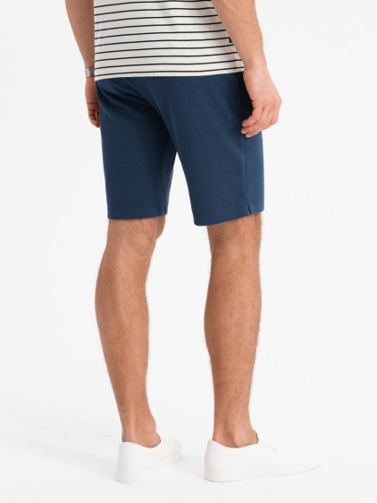 Pánske krátke šortky SLIM FIT zo štruktúrovaného melanžového úpletu - čierne V2 OM-SRCS-0166 – fotografie produktu 4