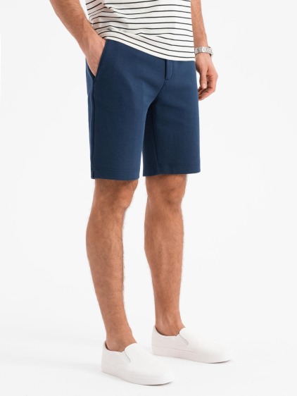 Pánske krátke šortky SLIM FIT zo štruktúrovaného melanžového úpletu - čierne V2 OM-SRCS-0166 – fotografie produktu 5