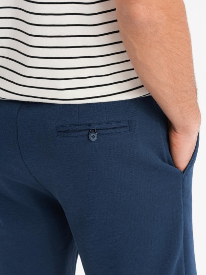 Pánske krátke šortky SLIM FIT zo štruktúrovaného melanžového úpletu - čierne V2 OM-SRCS-0166 – fotografie produktu 6