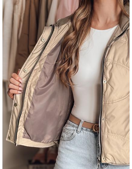 Dámska prešívaná bunda s kapucňou NIVESSO béžová