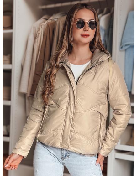 Dámska prešívaná bunda s kapucňou NIVESSO béžová