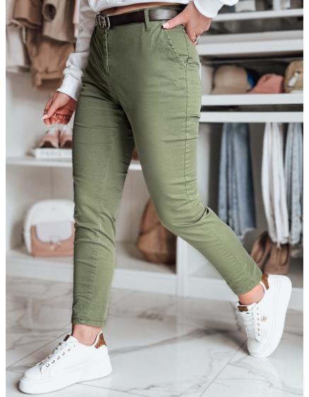 Dámske nohavice slim fit s opaskom LINESKA khaki